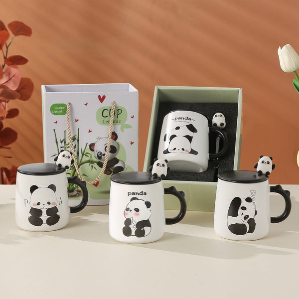 パンダ柄マグカップ ティースプーン・フタ付き